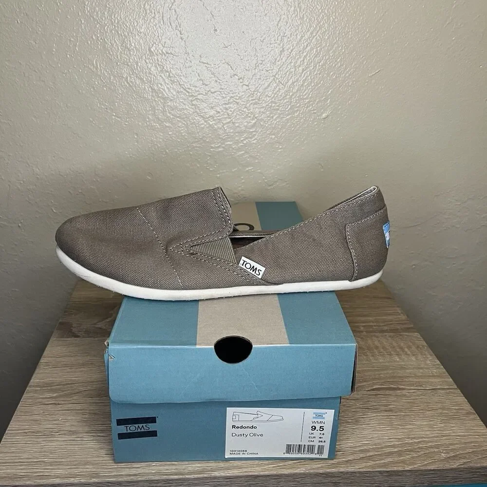 Toms Redondo Slip-On Loafer Flats Women's Shoes Size 9.5 M Dusty Olive